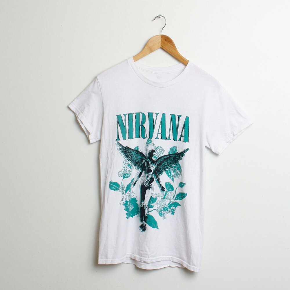 Nirvana In Utero Shirt Mens Small White Band Tee